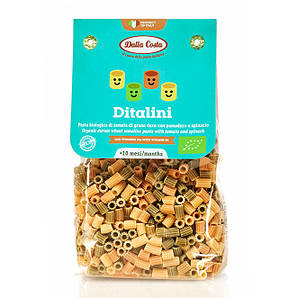 Макарони DALLA COSTA BIO Baby Ditalini tricolor 200г, 8 шт/ящ