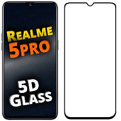 5D скло Realme 3 (Захисне Full Glue) Чорне (Реалми 3)