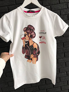 Жіноча футболка з різними принтами (Якість Люкс) М-1-0520