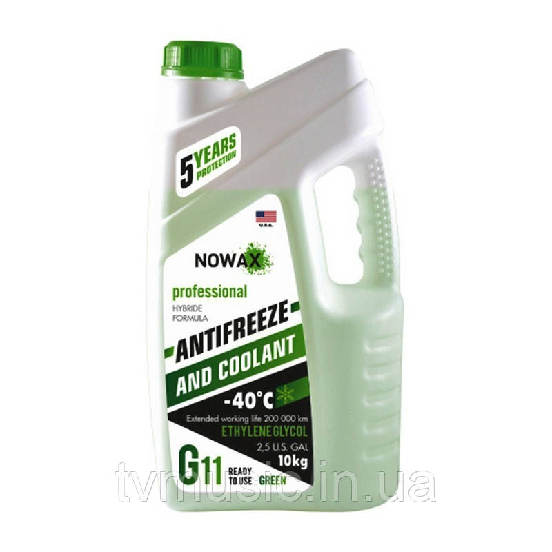 Антифриз Nowax Green G11 -40 °C Зелений NX10003 10 кг