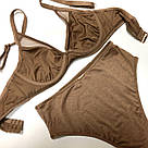 Роздільний Купальник Victoria's Secret Люрексовый з високою талією р. S, Кавовий, фото 6