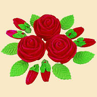 Цукрова прикраса для торта Букет троянд набір з 3 шт красный