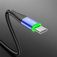 Кабель для швидкої зарядки телефону QC3.0 USB - Type-C LED 1м Зарядний провід шнур ЮСБ на Тайп З U1P