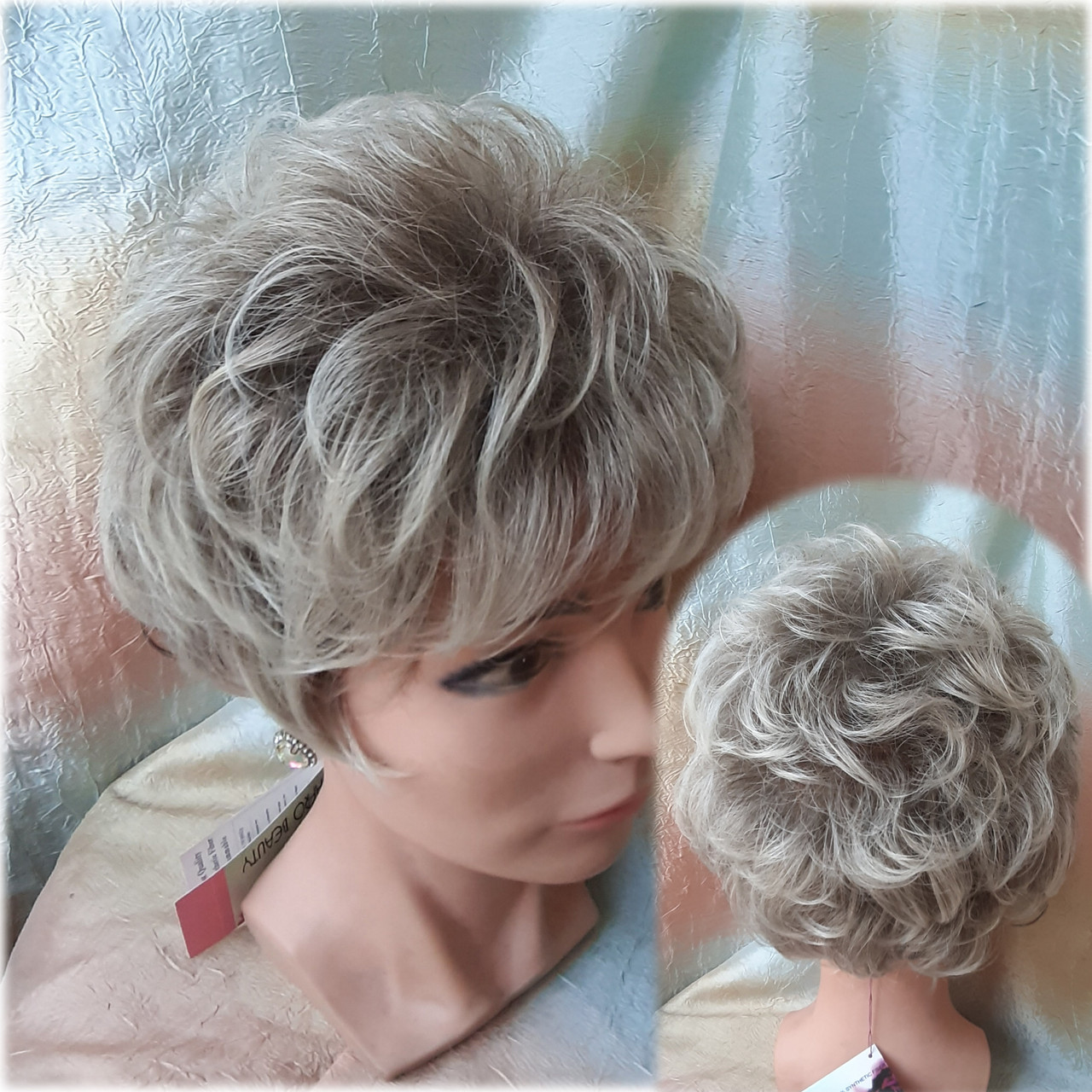 Перука кучерява пишна з канекалону "П'ЄХА" сивий мікс FLORA-AB602, фото 1