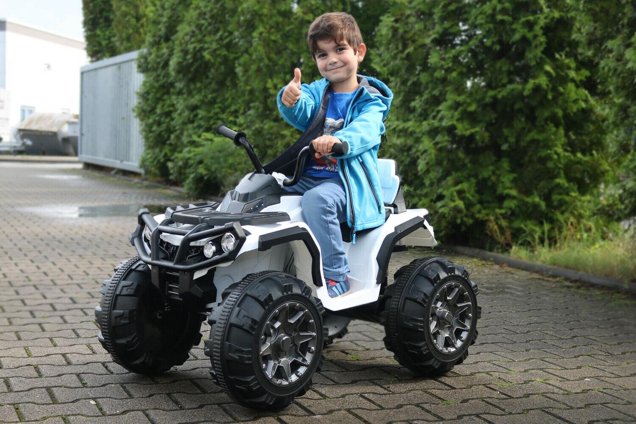 Дитячий квадроцикл M 3156 EBLR-1, колеса EVA, шкіряне сидіння, білий, фото 1