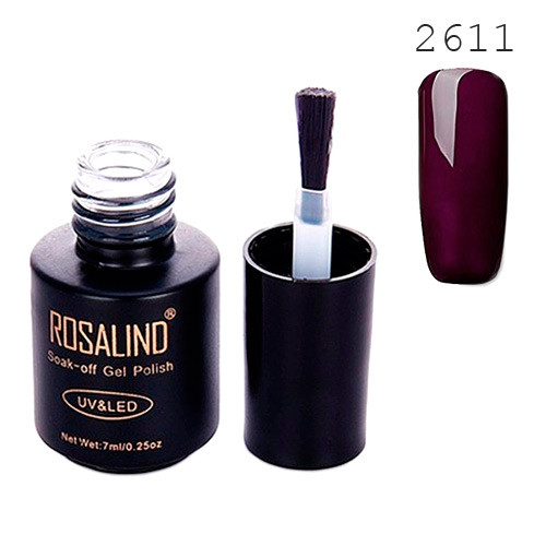 Гель-лак для нігтів манікюру 7 мл Rosalind, шелак, 2611 темна слива (002165)