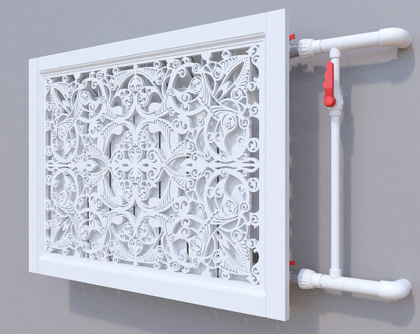 Декоративна решітка на батарею SMARTWOOD | Екран для радіатора | Накладка на батарею 600*600, фото 1