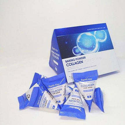 Скраб для обличчя в пірамідках FarmStay Baking Powder Collagen Pore Scrub 7g, фото 1