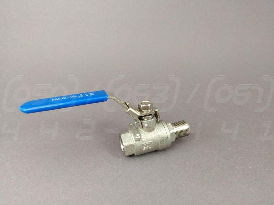 Кран кульовий муфтовий нержавіючий DN10 (3/8") внутрішня-зовнішня різьба BSPP, н/ж сталь AISI304, 1000 WOG, фото 1