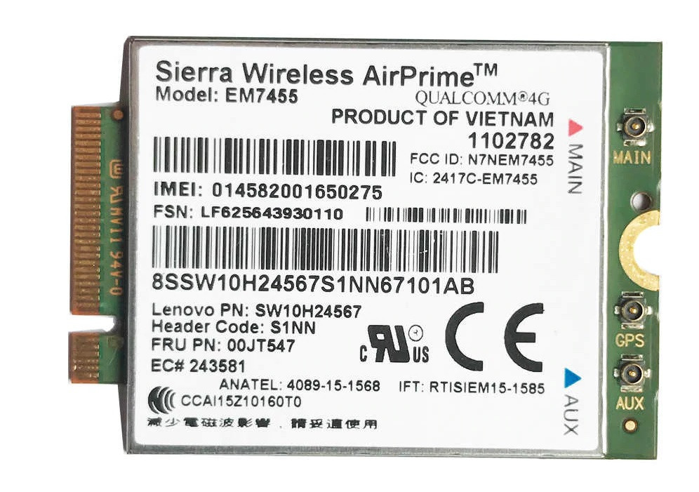 4G модем LTE CAT6 Sierra Wireless Airprime EM7455 4G LTE WWAN (M.2) (00JT547 SW10H24567) б/в