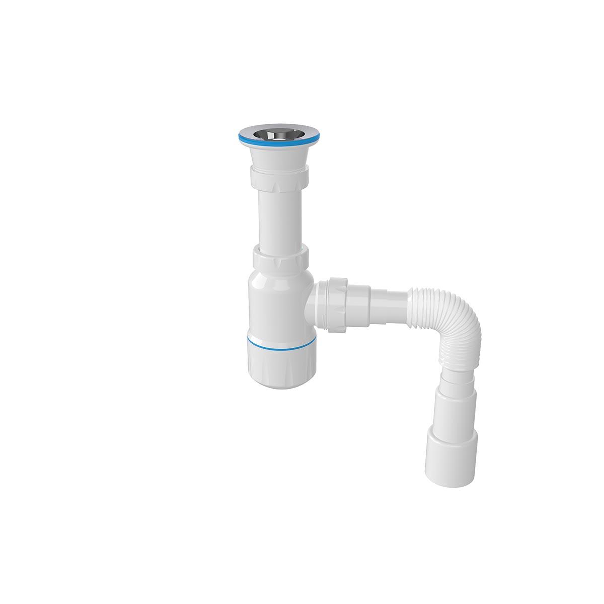 Сифон для умивальника, випуск 70мм розбірний, гофра d40/50 1051N, фото 1