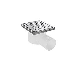 Трап сантехнічний пластиковий з решіткою та рамкою із нержавіючої сталі, 15*15 см, боковий вихід 50м 5027N