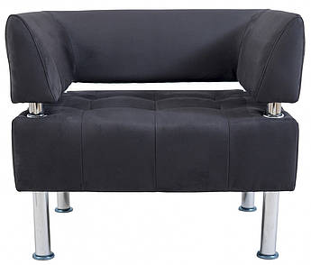 Крісло Office Одиниця 680 x 680 x 750H см Зі спинкою і підлокітниками Нубук 11 Чорне