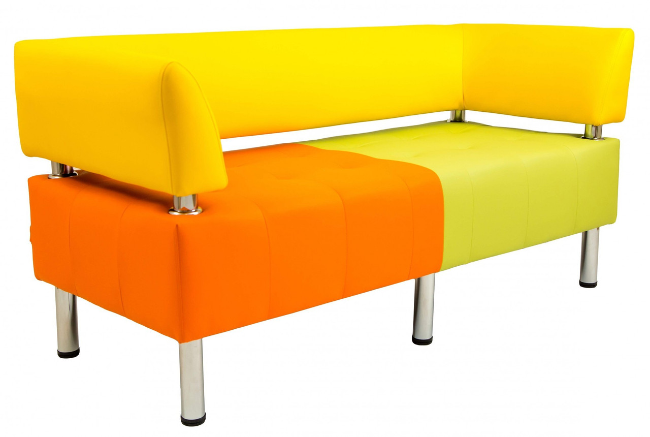 Диван Flay Office двійка зі спинкою та підлокітниками 1550х650х750 Жовто-зелено-помаранчевий, фото 1