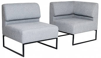 Диван Модульний Lounge Одиниця зі спинкою 770 x 770 x 830H см + Кут зі спинкою 770 x 770 x 830H см Сірий