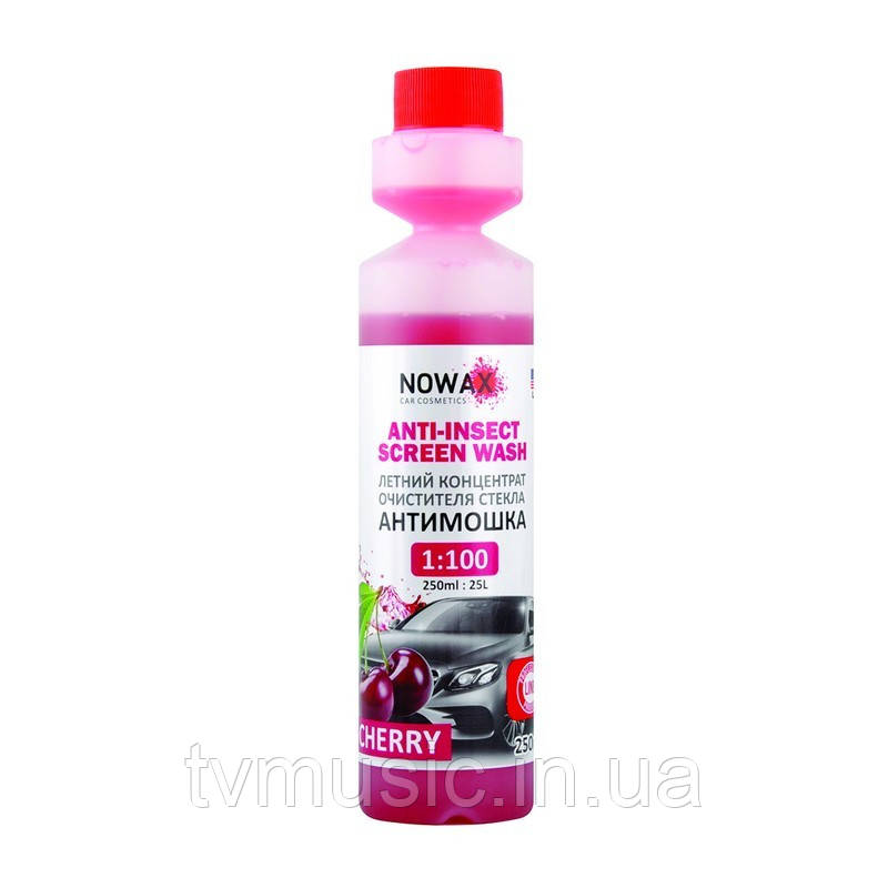 Омивач скла літній NOWAX Anti-Insect Screen Wash Вишня NX25225 250 мл