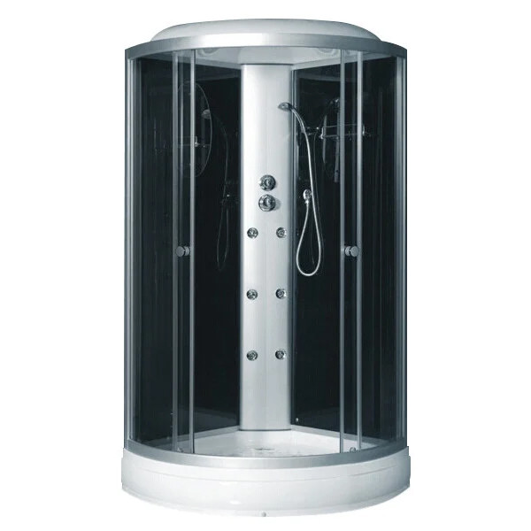 TMS-885/15, Fabio, гідробокс 100 х 100 см, рама сатин, скло сіре, заднє скло чорне, фото 1