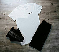 Комплект мужской Шорты + Футболка + Подарок Nike x black-white Спортивный костюм мужской летний Найк ТОП