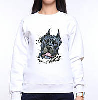 Жіночий світшот з оригінальним принтом Чорний собака Push IT XS, Білий