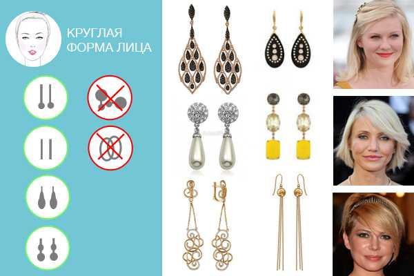Сережки для круглої форми обличчя