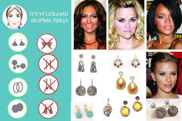Сережки для трикутної форми особи