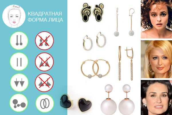 Сережки для квадратної форми обличчя