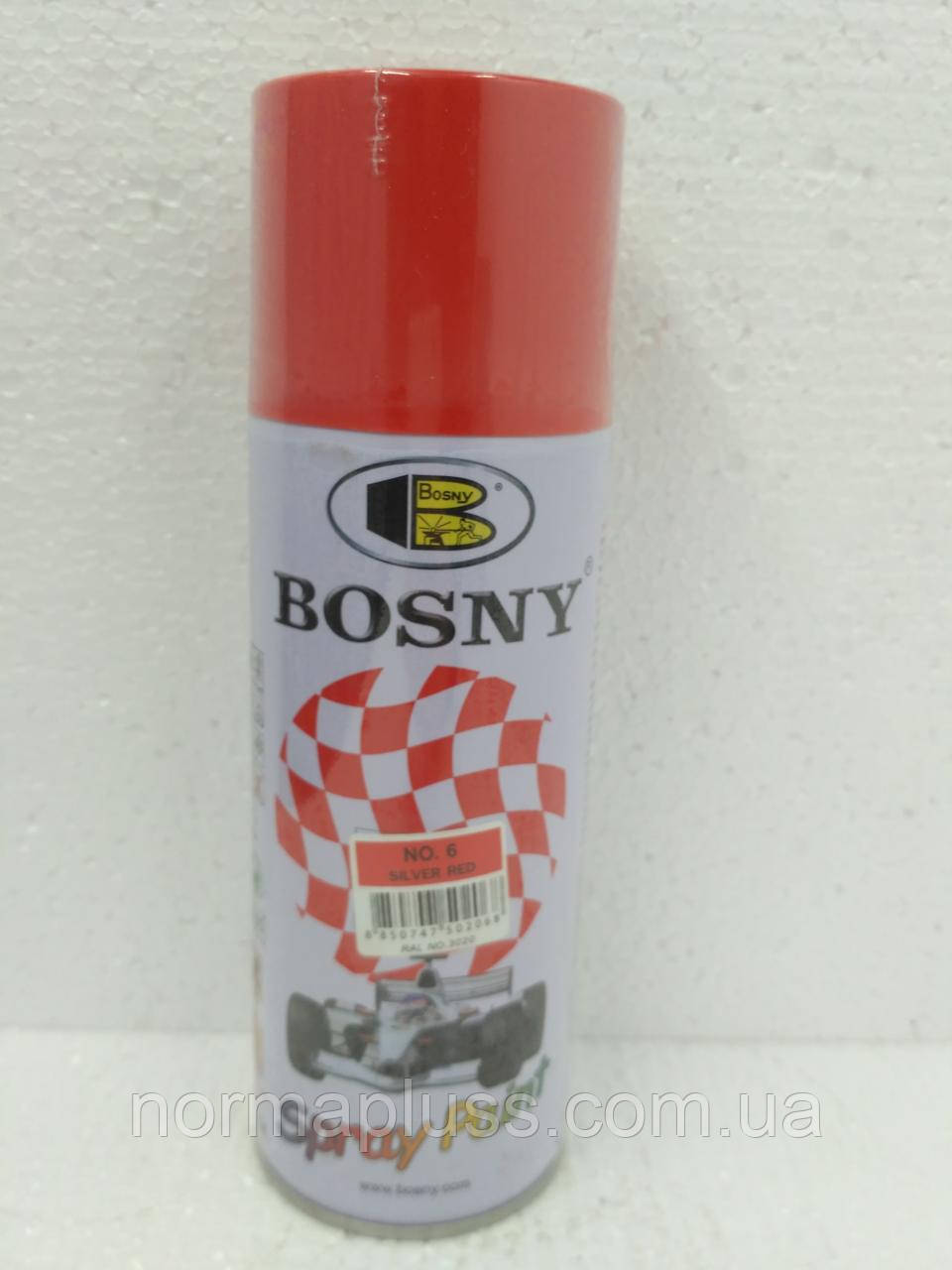 Акрилова спрей-фарба Bosny 6 Silver red (світло-червоний), 400мл, фото 1