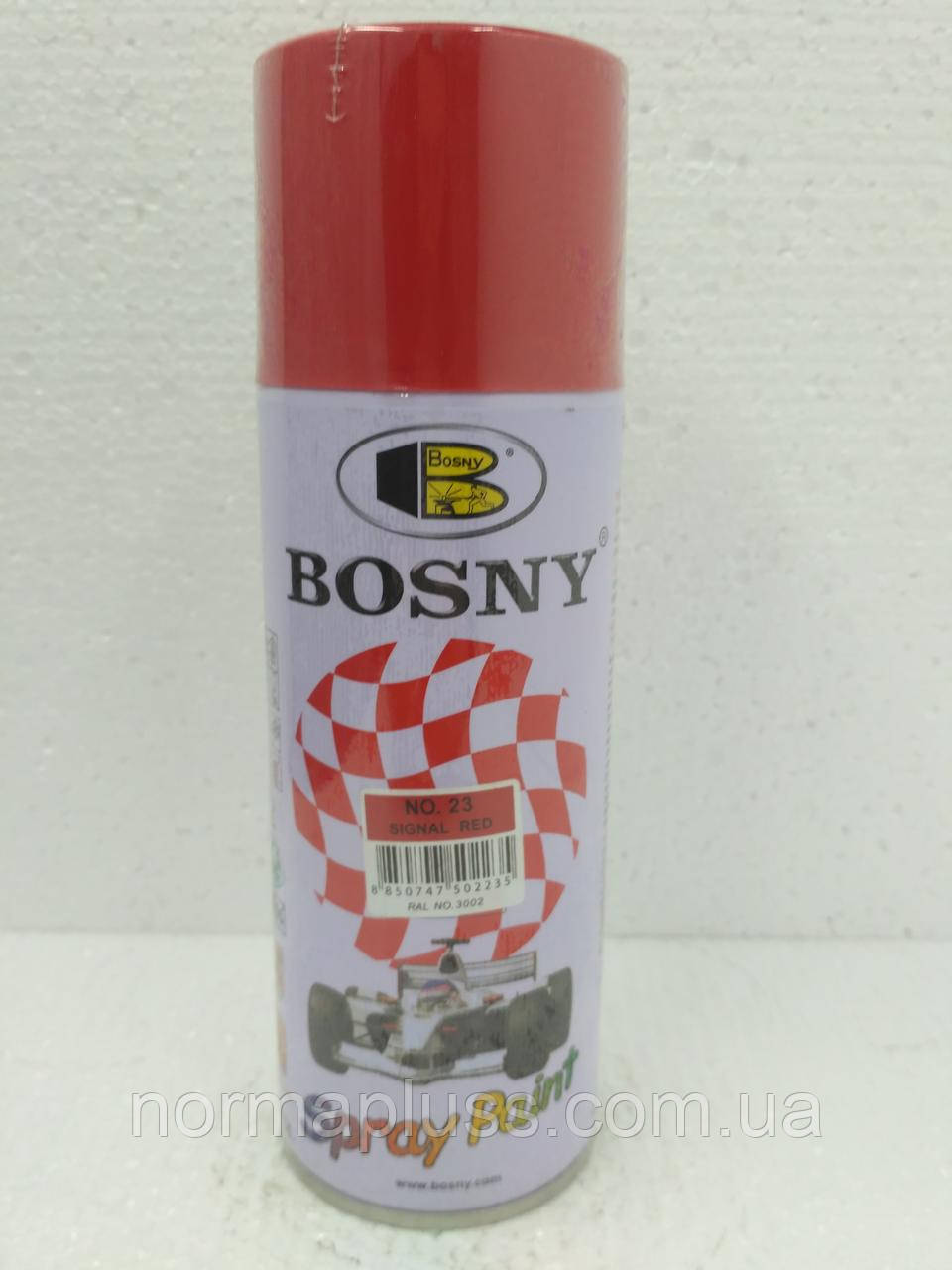 Акрилова спрей-фарба Bosny 23 Signal red (темно-червоний ), 400ml. (300g)