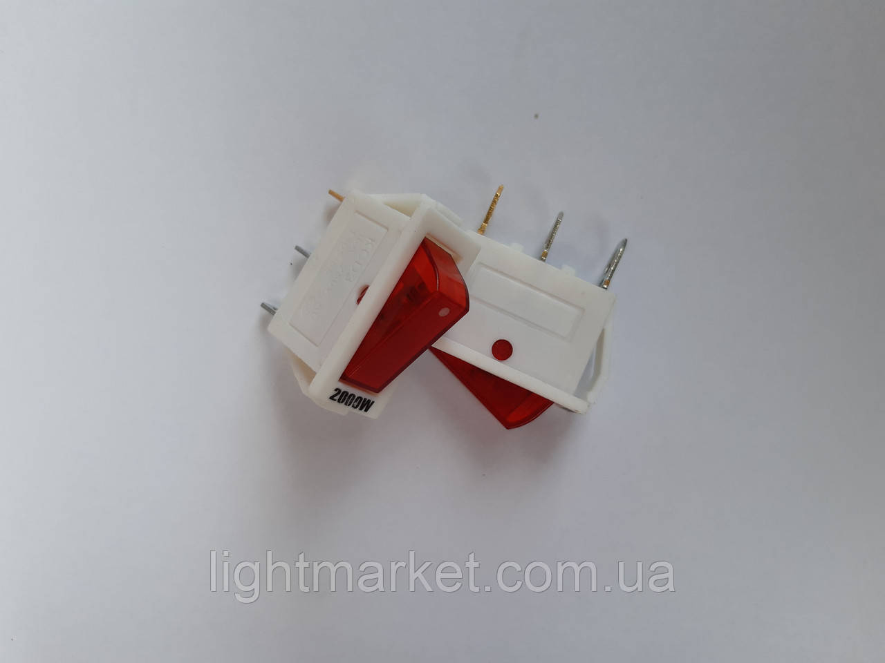 Кнопка вузька 3 pin Вкл.-Викл. 2000W Червона з підсвічуванням