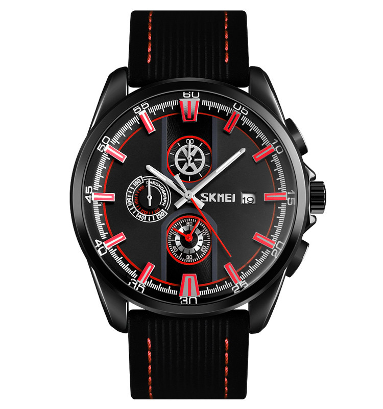 Skmei 9181 чорний з червоним чоловічий класичний годинник, фото 1
