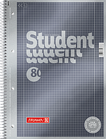 Тетрадь колледж-блок Brunnen А4 на спирали в клетку 80 листов 90 г/м2 обложка черный металлик