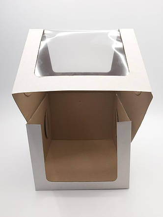 Коробка картонна для торта з панорамним вікном 210*210*180, фото 1