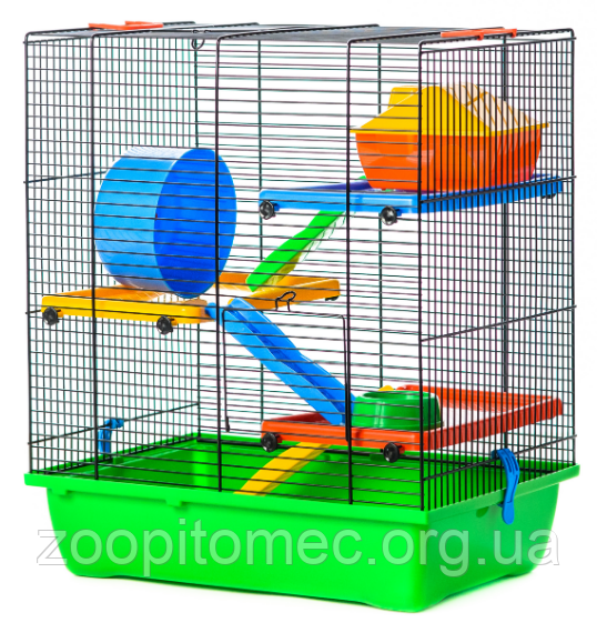 Клітка TEDDY LUX II для дрібних гризунів колор (+ пластикові аксесуари) 43*28*54 см, фото 1