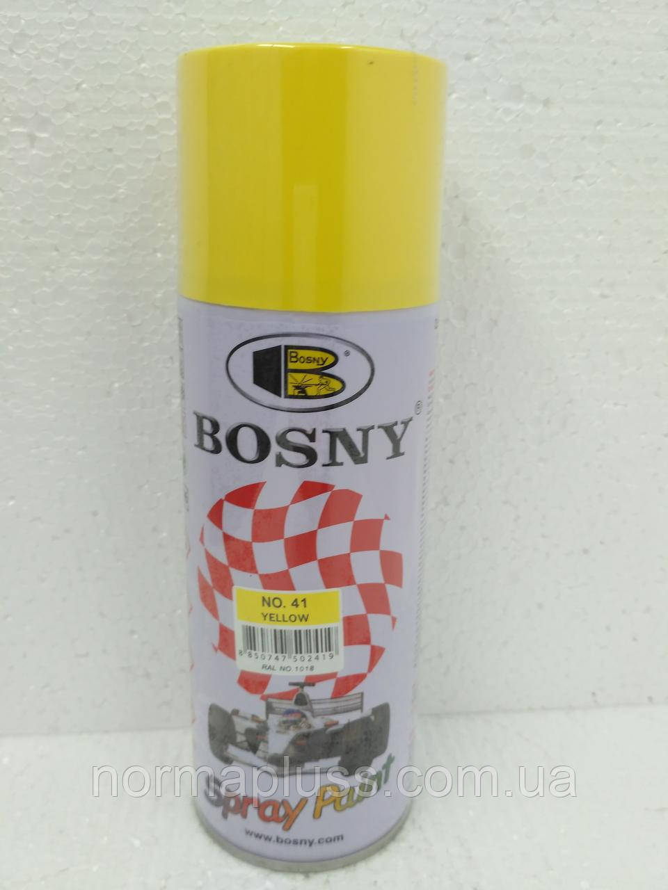 Акрилова спрей-фарба Bosny 41 Yellow (жовтий), 400ml. (300g), фото 1