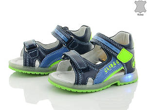 Сандалії шкіряні для хлопчиків Clibee AB27 з LED-підсвіткою розміри 23