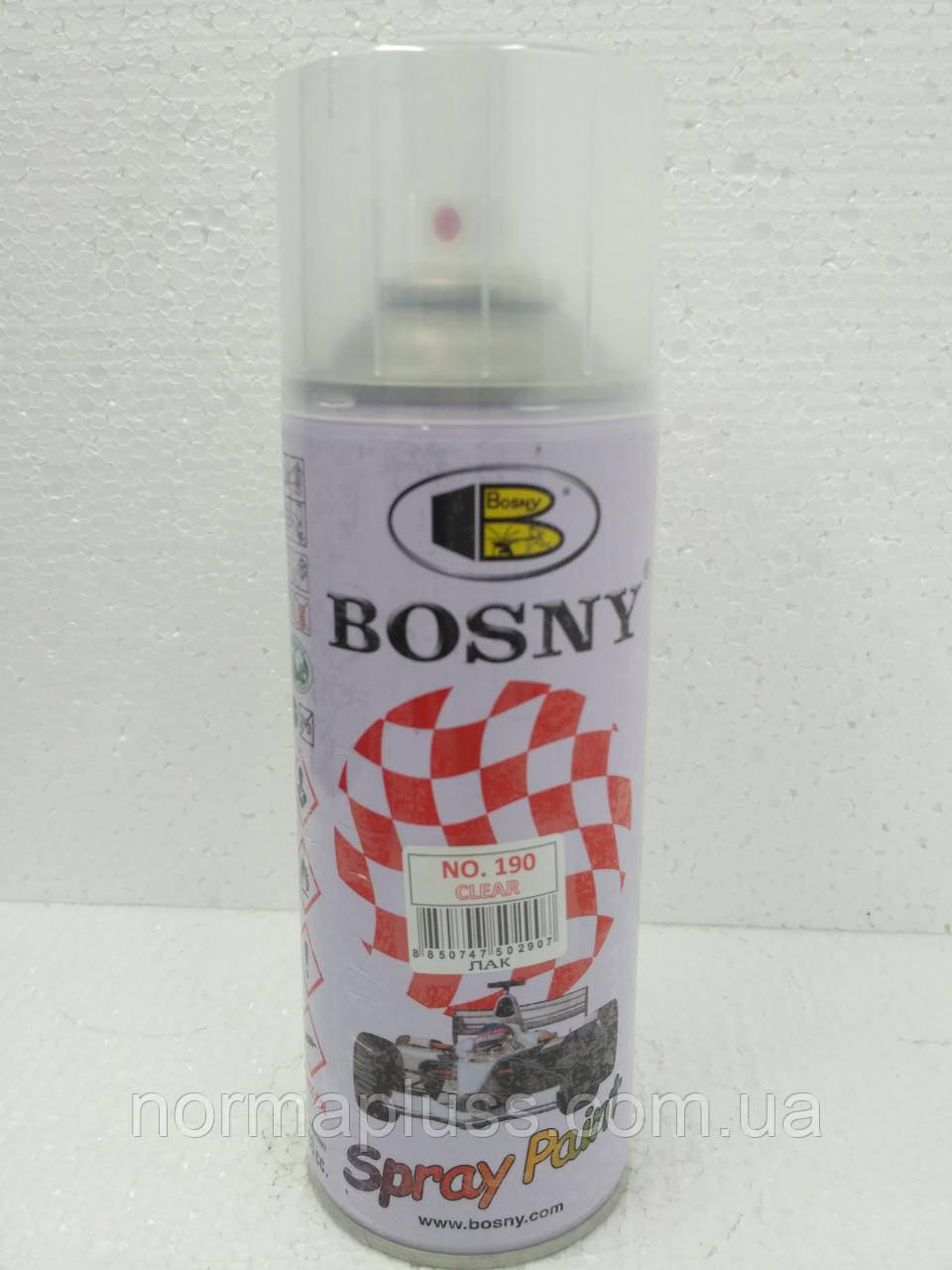 Акрилова спрей-фарба Bosny 190 Gloss clear acrylic (Лак глянцевий), 400ml. (300g)