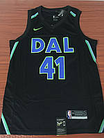 Чорна чоловіча майка вишивка Nike Dirk Nowitzki №41 Дірк Новіцкі Команда Dallas Mavericks