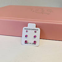 Набор нежных сережек-гвоздиков для девушек «Rosy» 3 пары (розовый)
