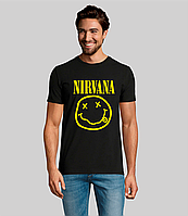 Мужская футболка. Качественная мужская футболка с принтом. Nirvana. Нирвана черный, S