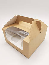 Коробка для кексів Крафт 4 шт. фігурна з вікном