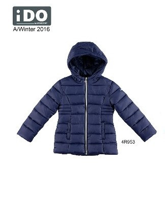 Стильна дитяча куртка для дівчинки iDO Італія 4 R953 Синій 152 см  ⁇  Верхній одяг для дівчаток