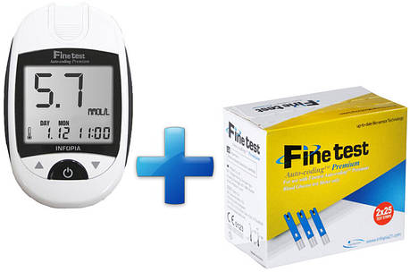 Глюкометр Fine Test Premium — Файнтест + 50 тест-смужок, фото 1