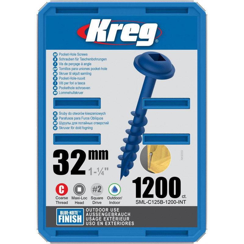 Саморізи Blue-Kote з шляпкою MAXI-LOC, великий крок, довжина 32 мм, 1200 шт
