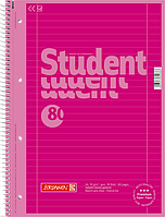 Зошит коледж-блок Brunnen А4 на спіралі у лінійку 80 аркушів 90 г/м2 Colour Code рожева обкладинка