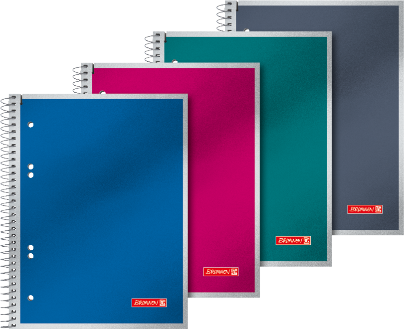 Блокнот Brunnen коледж-блок А5 на спіралі в клітинку 80 аркушів 90 г/м2 обкладинка металізована чорна