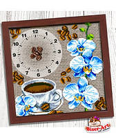 Годинник для вишивки бісером, Бісер-Арт "Кава з орхідеями" (012)