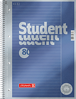 Тетрадь колледж-блок Brunnen А4 на спирали в линейку 80 листов 90 г/м2 обложка синий металлик