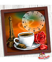 Годинник для вишивки бісером, Бісер-Арт "Ранкова кава в Парижі" (009)