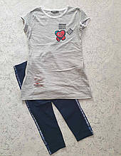 Комплект футболка з лосінами на дівчаток 116,128,140,152 зросту