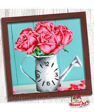 Часы для вышивки бисером Бисер-Арт "Ваза з трояндами" (005), фото 1
